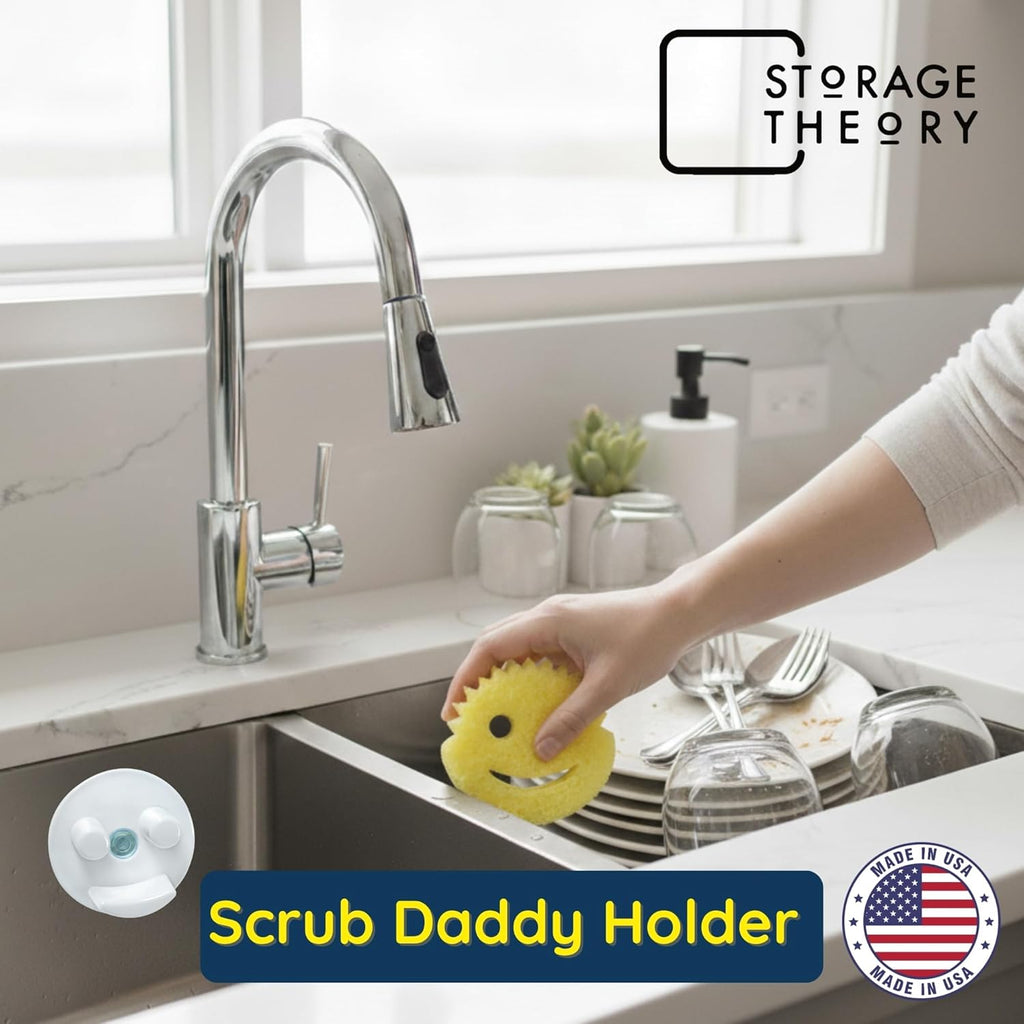 Beratek Scrub Daddy Holder - Daddy Caddy Sponge Holder - Keep Sponges Clean & Dry - Compatible Scrub Mommy Holder for Kitchen Sink - White, 1-Pack