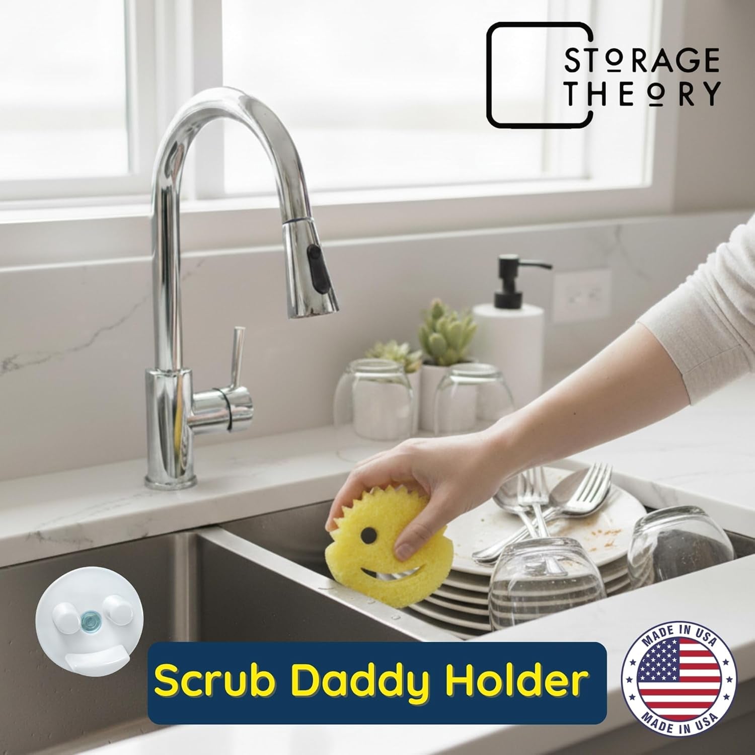 Beratek Scrub Daddy Holder - Daddy Caddy Sponge Holder - Keep Sponges Clean & Dry - Compatible Scrub Mommy Holder for Kitchen Sink - White, 1-Pack