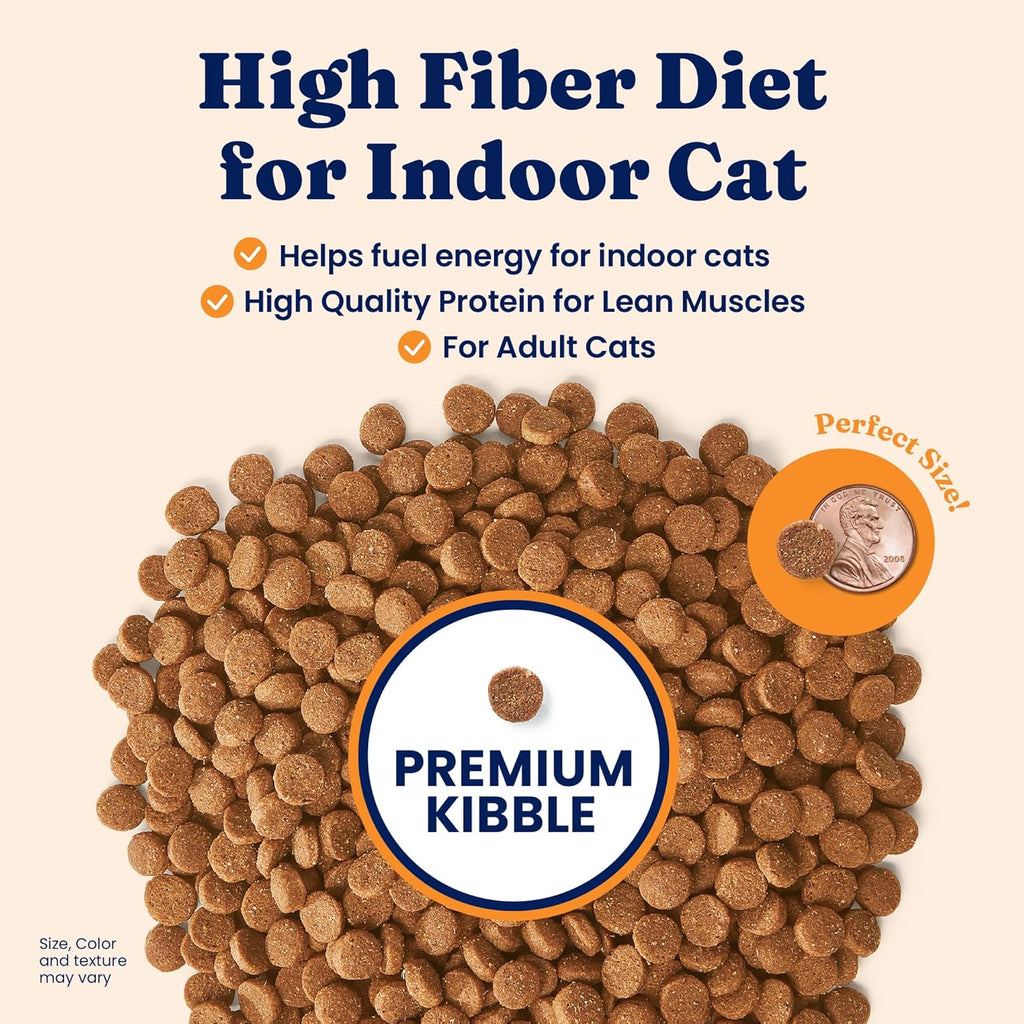 Indoor Dry Cat Food - Grain Free & Gluten Free - Chicken Cat Food Dry Kibble for Indoor Cats for Gut Health - Sensitive Stomach & Hairball Support for Adult Cats - 12LB