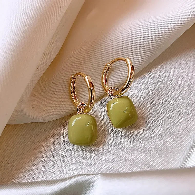 Korean Simple Heart Dangle Earrings Temperament Geometric Earring Square Pendant for Women Fashion Jewelry Accessories Girl Gift