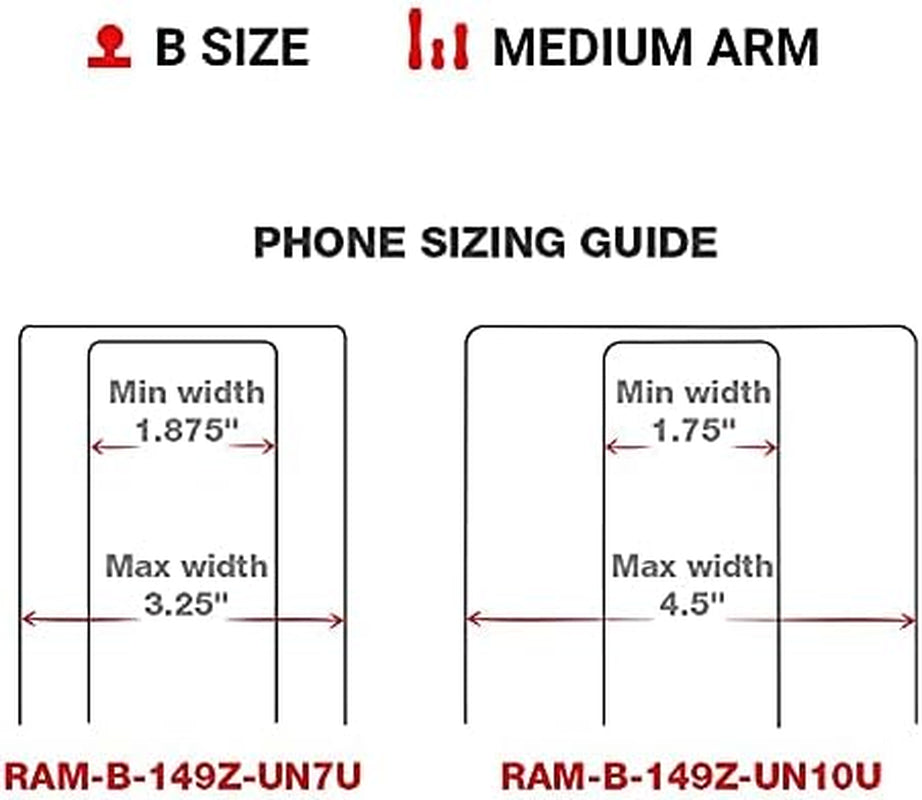 X-Grip Phone Mount with Handlebar U-Bolt Base, B Size 1" Ball Medium Arm, Motorcycle, ATV/UTV & Bike Mount RAM-B-149Z-UN7U