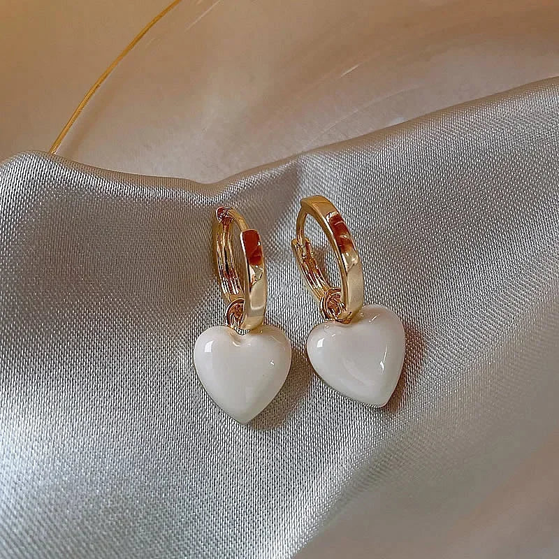 Korean Simple Heart Dangle Earrings Temperament Geometric Earring Square Pendant for Women Fashion Jewelry Accessories Girl Gift