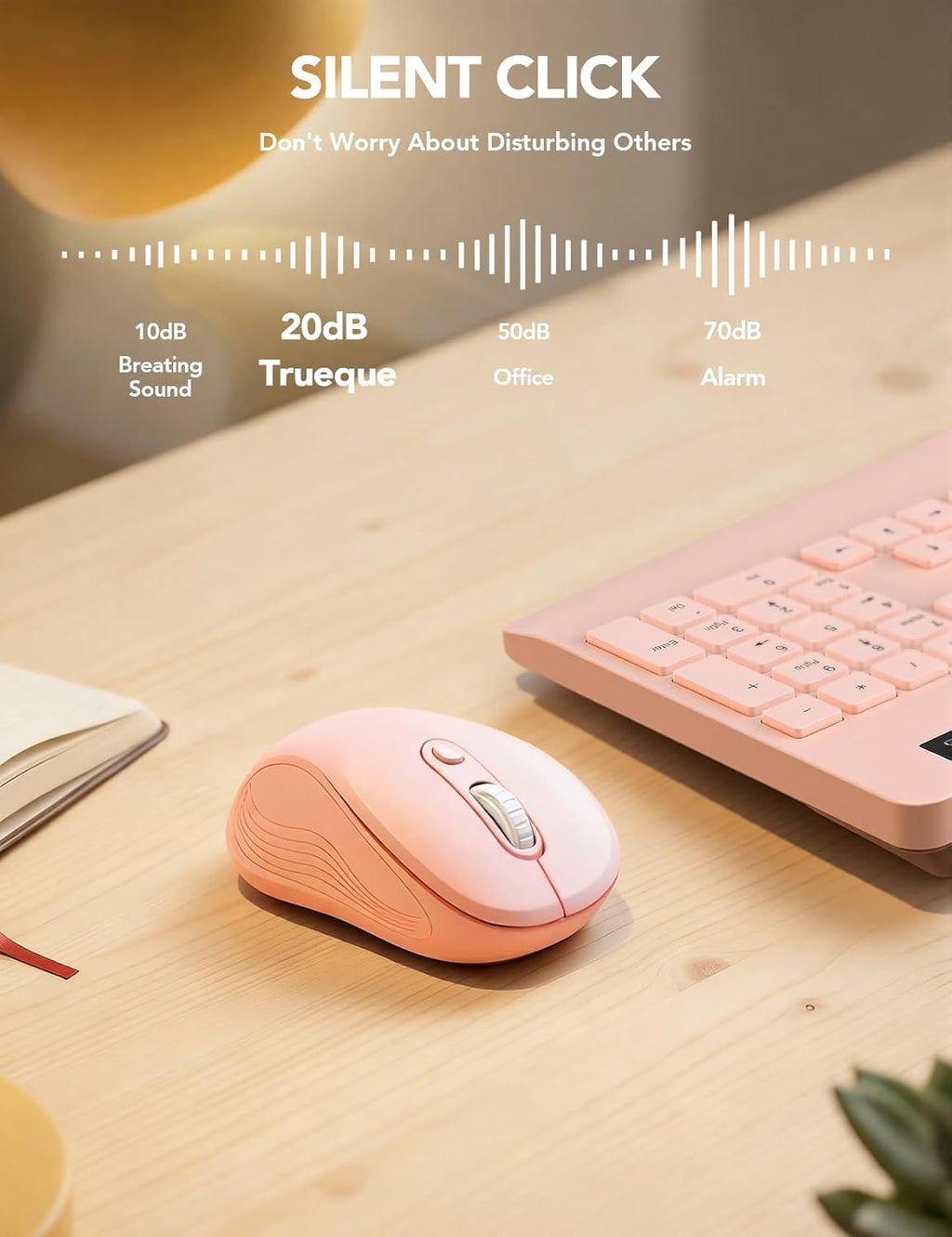 Wireless Mouse for Laptop, 2.4Ghz Ergonomic Computer Mouse with Back & Forward Buttons, 3 Adjustable DPI Levels, 6 Buttons, Optical USB Cordless Mice for Windows Macbook PC, M01 (Baby Pink)