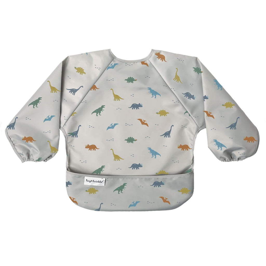 Long Sleeve Bib for Babies & Toddlers | Waterproof Smock Bib for Eating | Machine Washable & Mess-Proof Feeding Essentials | Newborn Shower Gift (Dinosaur, 2-4Y)