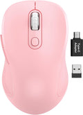 Wireless Mouse for Laptop, 2.4Ghz Ergonomic Computer Mouse with Back & Forward Buttons, 3 Adjustable DPI Levels, 6 Buttons, Optical USB Cordless Mice for Windows Macbook PC, M01 (Baby Pink)