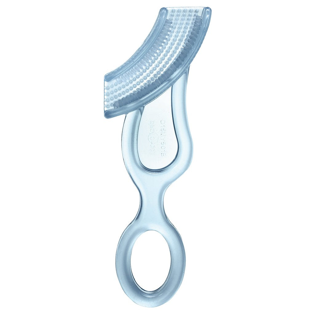 Baby’S First Toothbrush & Teether - Dentist Recommended, Freezer-Safe Silicone for Ages 4+ Months, Teething Relief + Dental Care, Dishwasher Safe, Blue