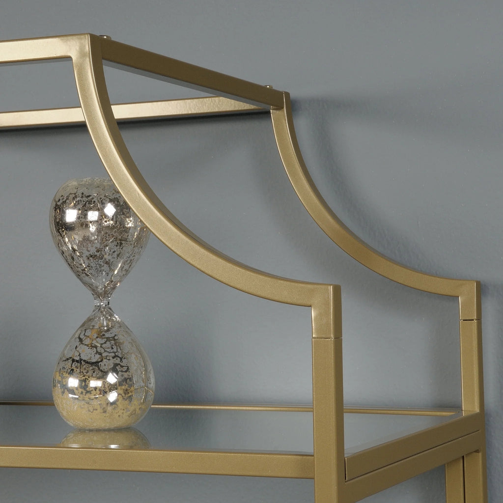 71" Nola 5 Shelf Etagere Bookcase, Gold Finish
