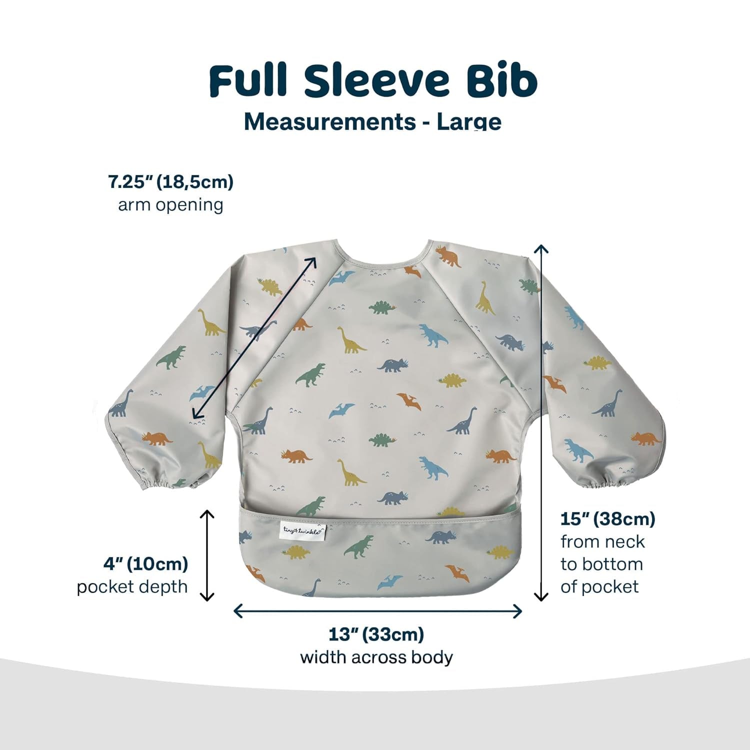 Long Sleeve Bib for Babies & Toddlers | Waterproof Smock Bib for Eating | Machine Washable & Mess-Proof Feeding Essentials | Newborn Shower Gift (Dinosaur, 2-4Y)