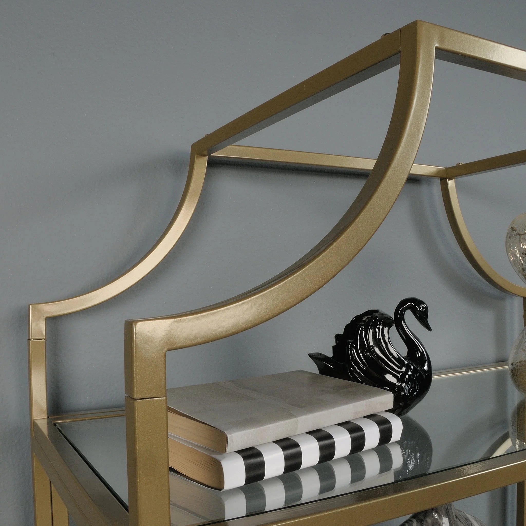 71" Nola 5 Shelf Etagere Bookcase, Gold Finish