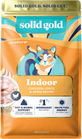 Indoor Dry Cat Food - Grain Free & Gluten Free - Chicken Cat Food Dry Kibble for Indoor Cats for Gut Health - Sensitive Stomach & Hairball Support for Adult Cats - 12LB
