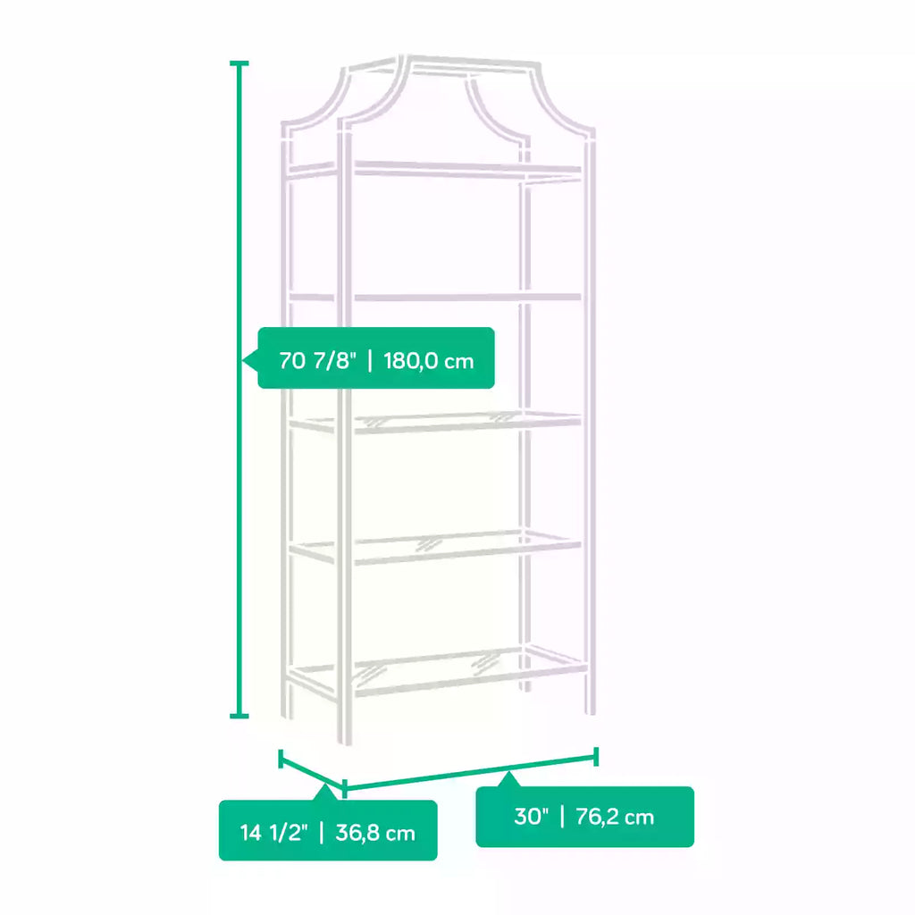 71" Nola 5 Shelf Etagere Bookcase, Gold Finish