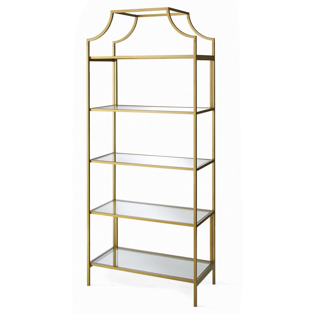 71" Nola 5 Shelf Etagere Bookcase, Gold Finish