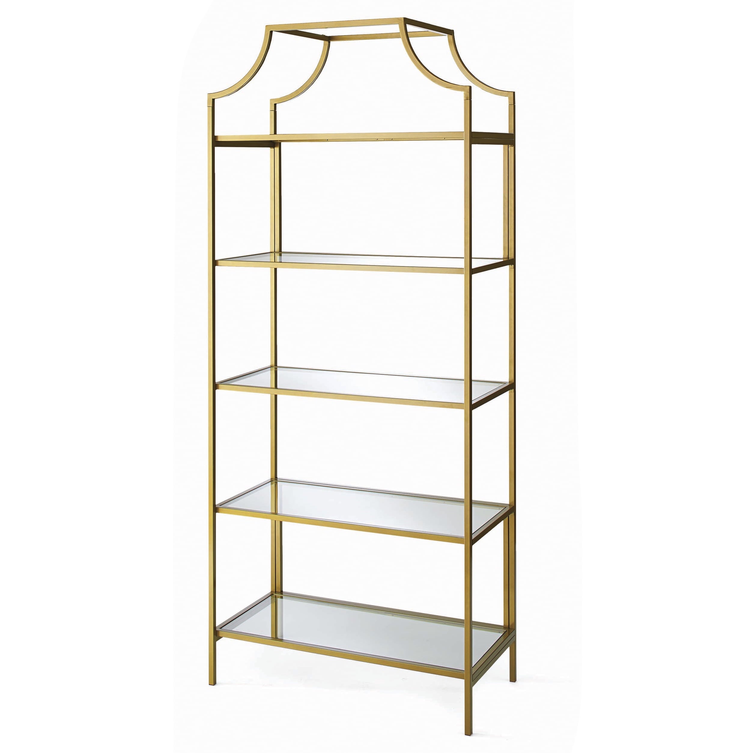 71" Nola 5 Shelf Etagere Bookcase, Gold Finish
