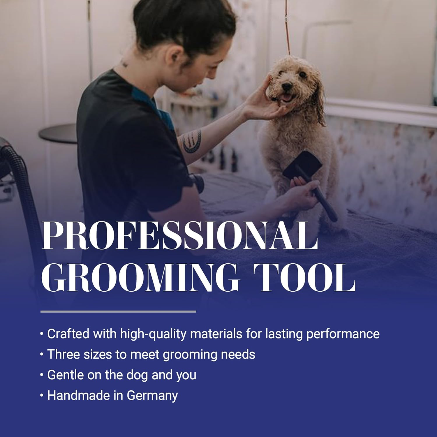 Baby K Dog Slicker Brush, Groom like a Professional, Fluff Detangle Style, Saves Time Energy, Black, Small