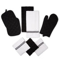 8-Piece Cotton Kitchen Towel, Dishcloth, Oven Mitt, and Pot Holder Set, Black