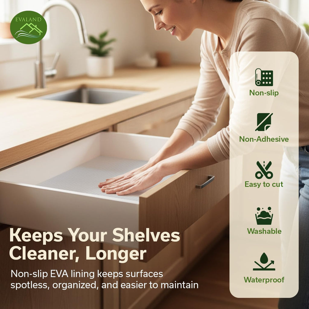 Shelf Liners for Kitchen Cabinets Non-Adhesive 17.7" X 33 FT Clear Drawer Liner Non Slip, Washable Cabinet Liner, Waterproof Shelf Liners for Cabinets, Refrigerator Bathroom Pantry Cabinet Mat