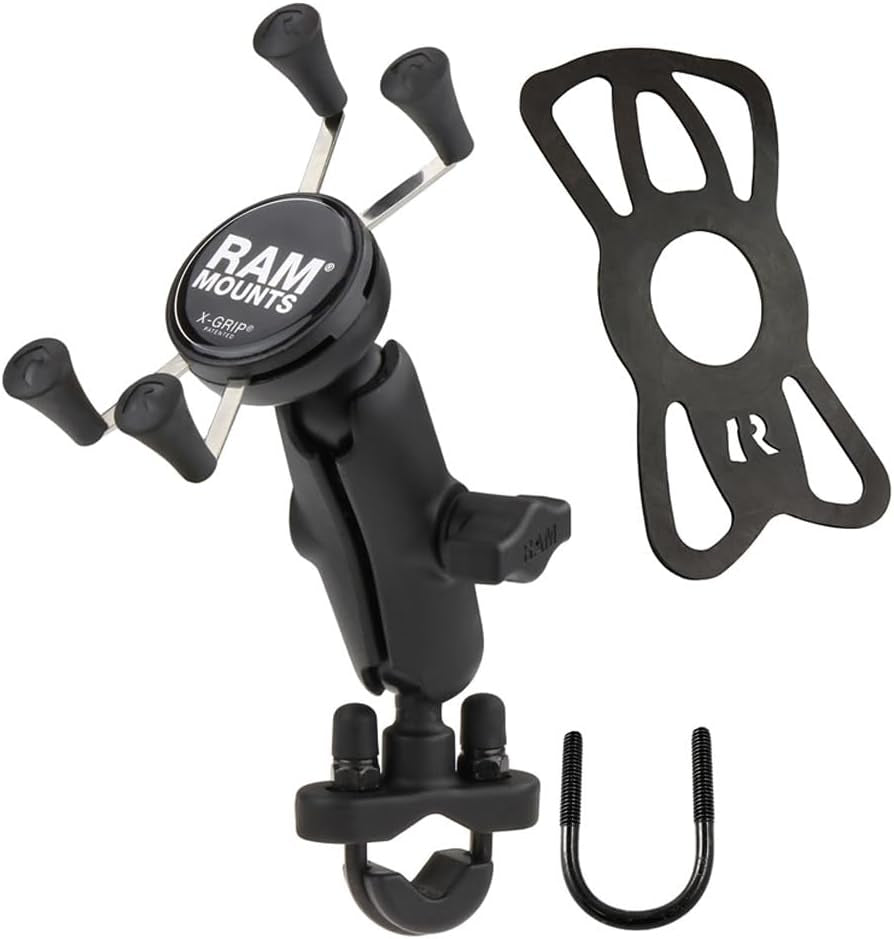 X-Grip Phone Mount with Handlebar U-Bolt Base, B Size 1" Ball Medium Arm, Motorcycle, ATV/UTV & Bike Mount RAM-B-149Z-UN7U