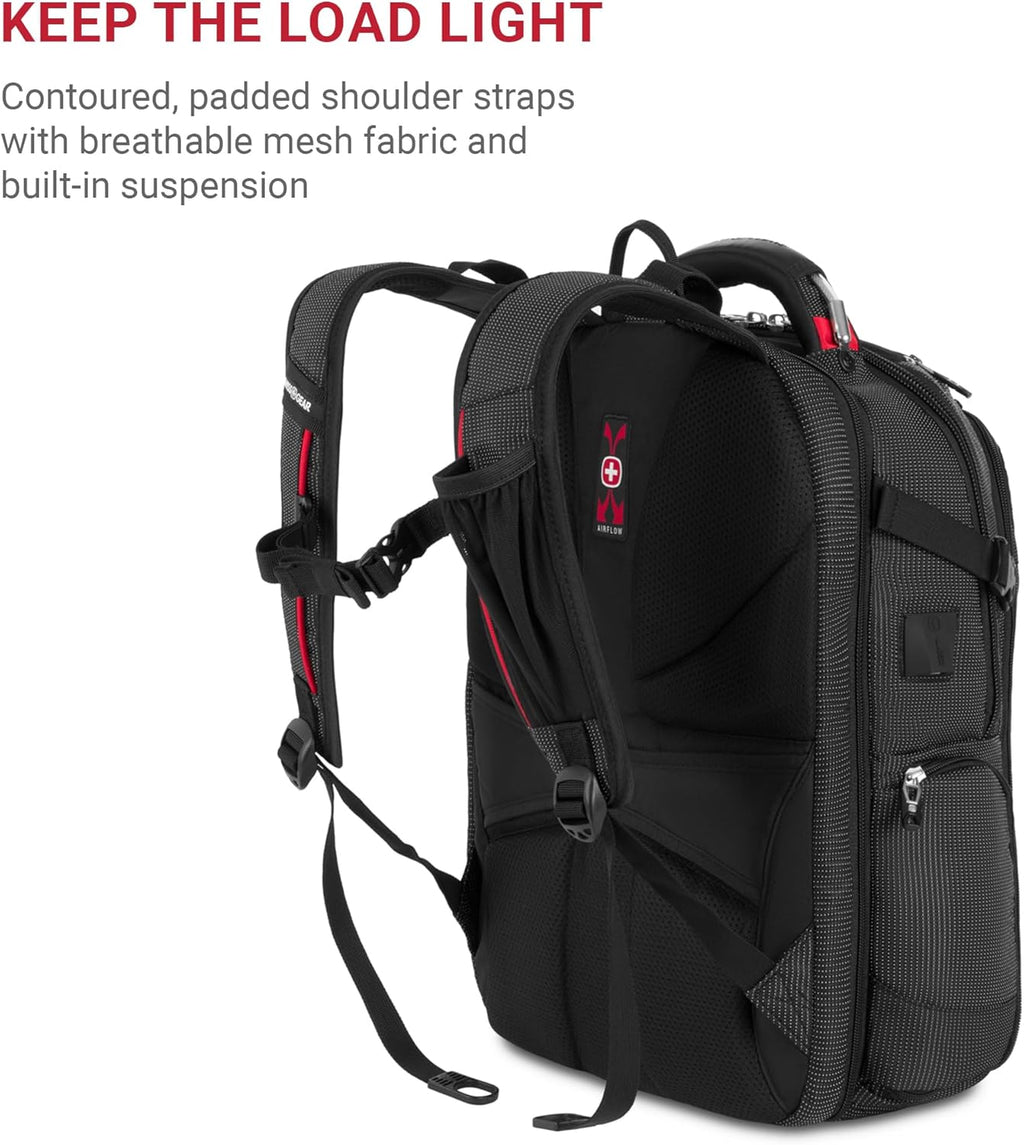 Travel Tech Elite Laptop Backpack – Fits Laptops up to 16” – Scansmart Tsa-Friendly Backpack with USB Port, Shoe Compartment & Organizer Pockets – Black Dot