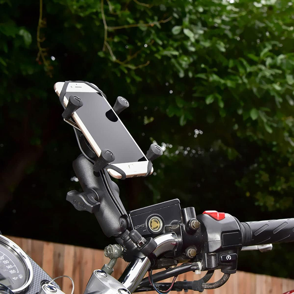 X-Grip Phone Mount with Handlebar U-Bolt Base, B Size 1" Ball Medium Arm, Motorcycle, ATV/UTV & Bike Mount RAM-B-149Z-UN7U