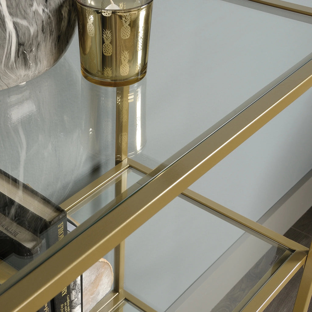 71" Nola 5 Shelf Etagere Bookcase, Gold Finish