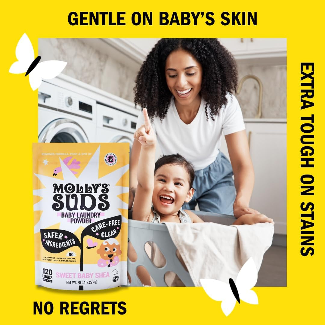 Baby Laundry Detergent Powder | Removes Formula, Poop & Spit-Up Stains | Extra Gentle for Newborns (Sweet Baby Shea)