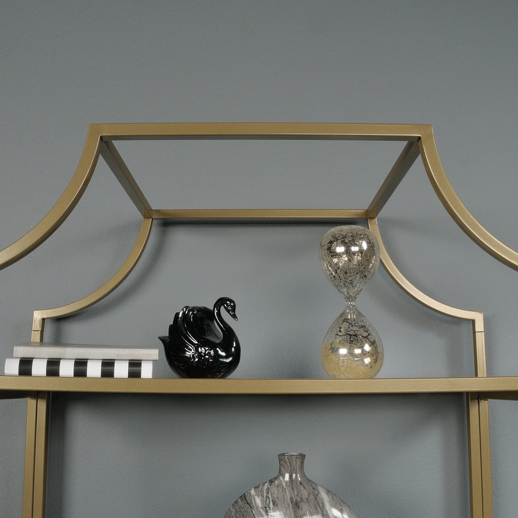 71" Nola 5 Shelf Etagere Bookcase, Gold Finish