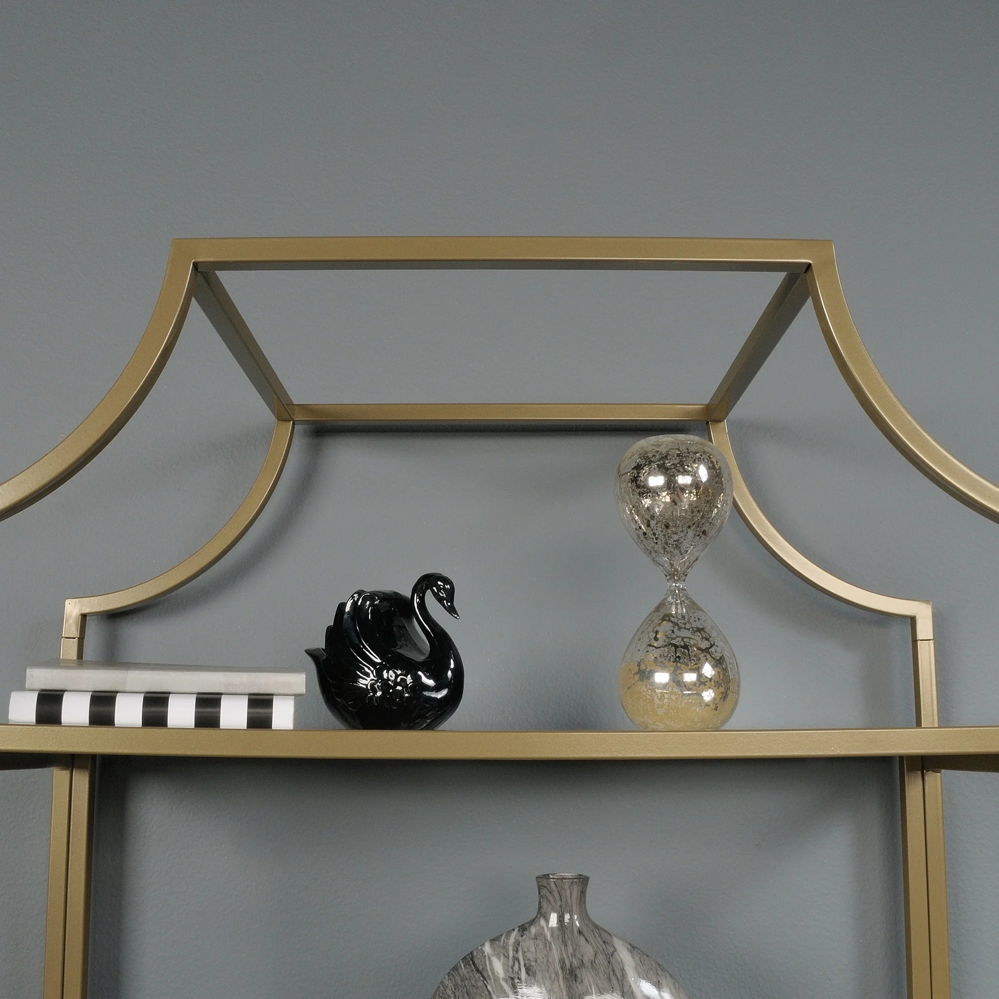71" Nola 5 Shelf Etagere Bookcase, Gold Finish
