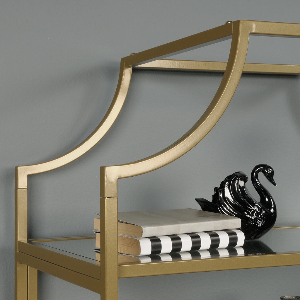 71" Nola 5 Shelf Etagere Bookcase, Gold Finish